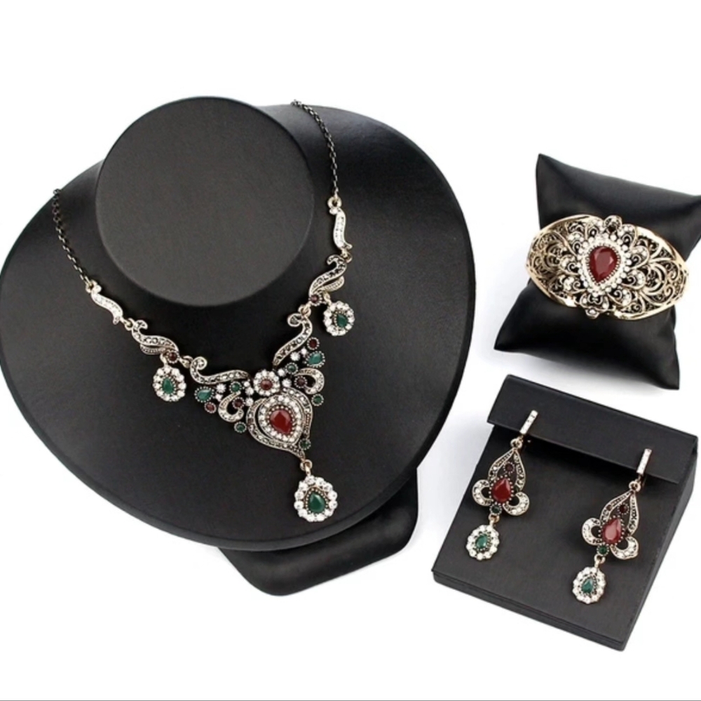 Turkish Vintage Loking JewelrySet for Women,NEW,2Pcs,Ancient,Wedding, Bridal Set - Picture 5 of 17